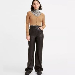 NWT LEVI’S PREMIUM 70s Ultra High Rise High Flare PU Leather Pants Black 30X30